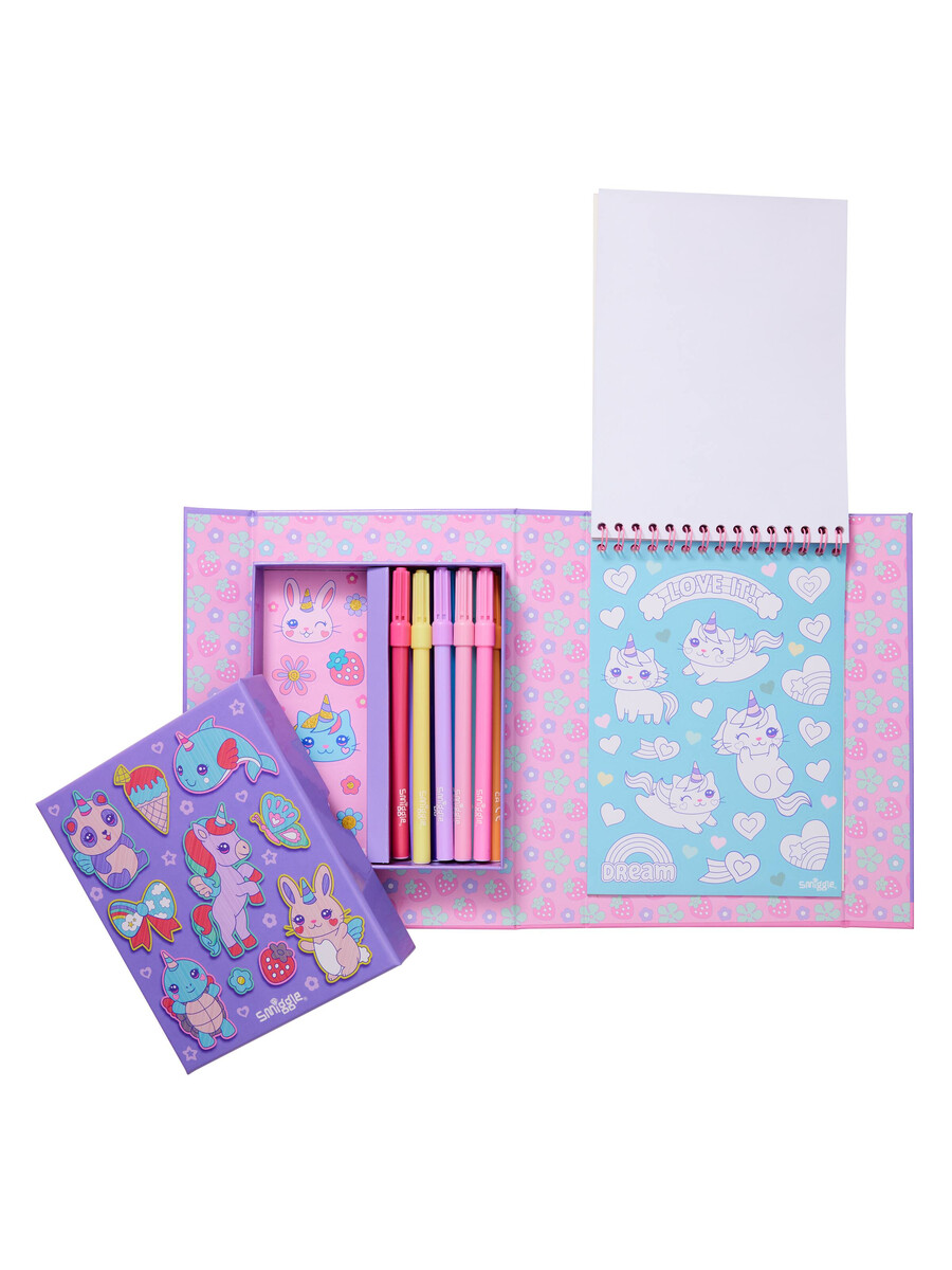 caja de actividades con libro de pegatinas para colorear
