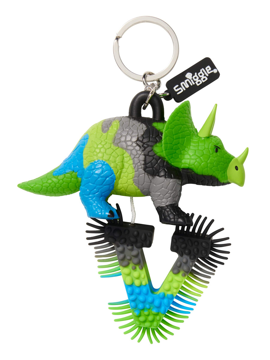 llavero con el alfabeto de dinosaurios