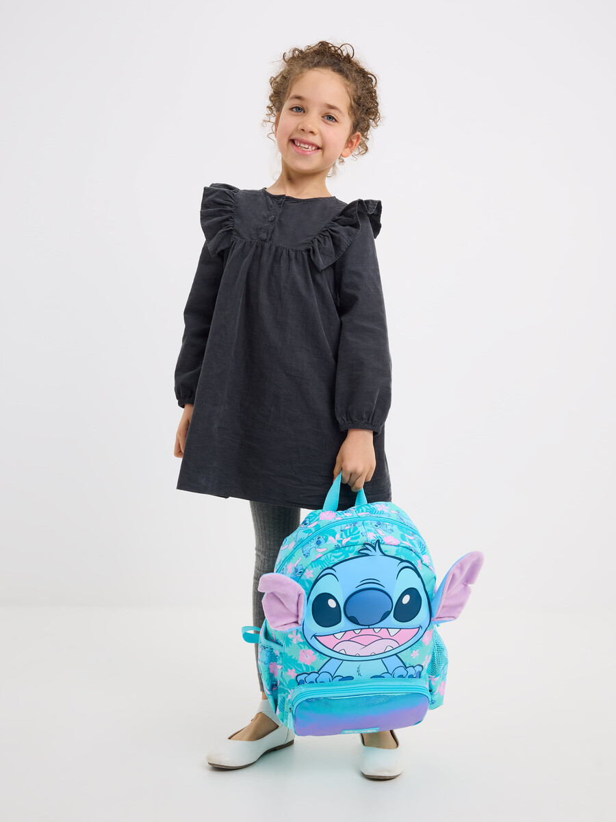 mochila con capucha stitch junior