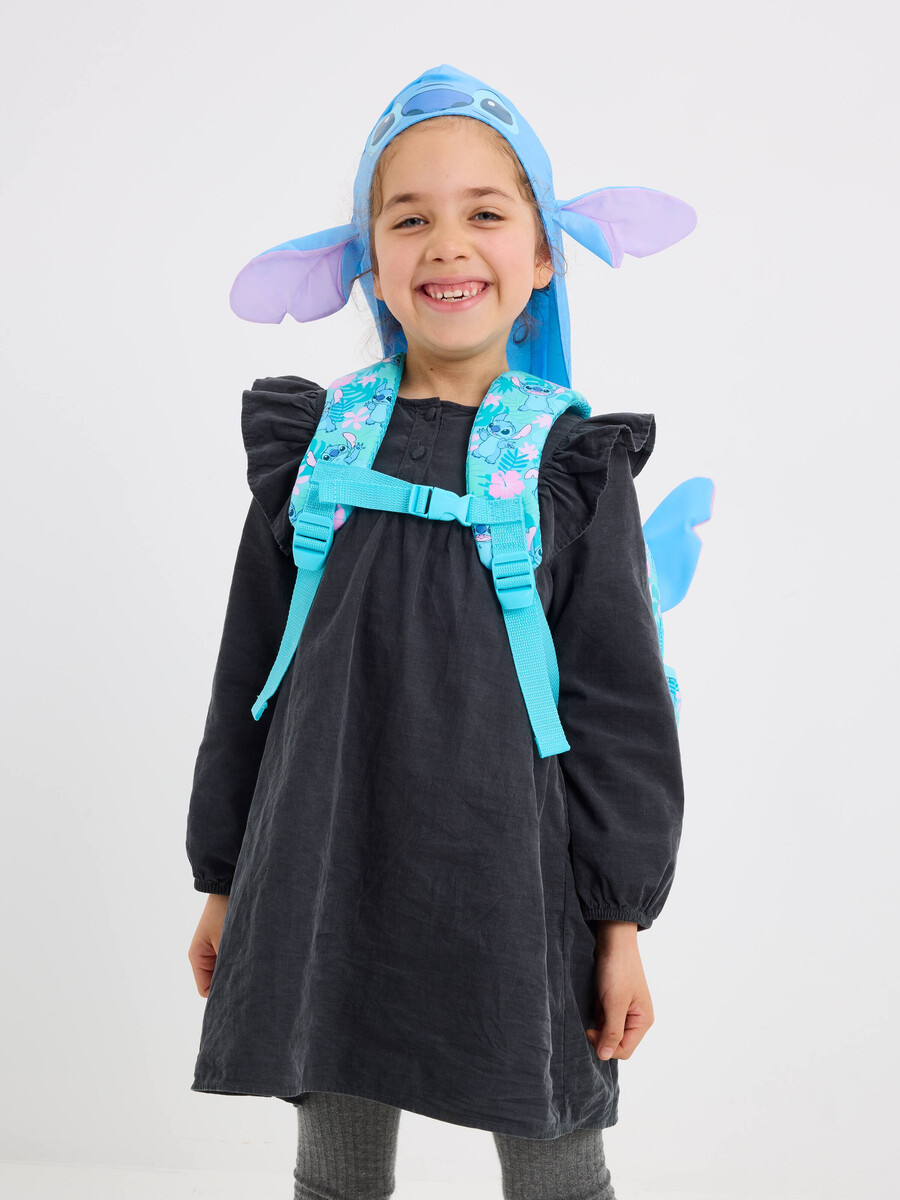 mochila con capucha stitch junior