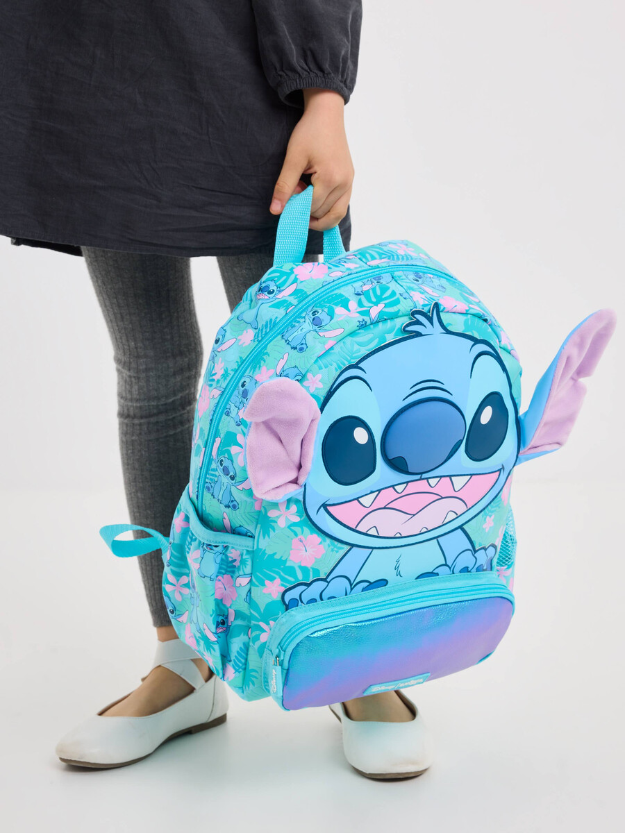 mochila con capucha stitch junior