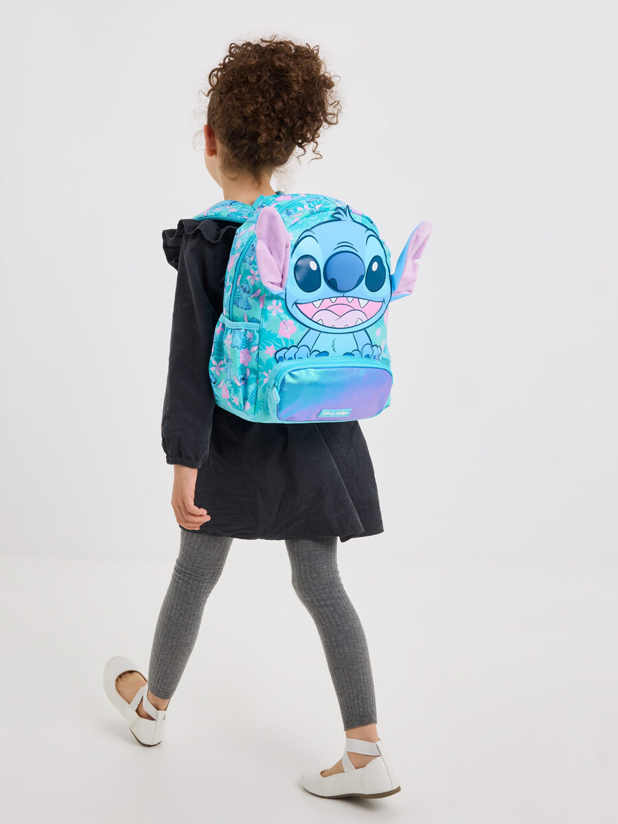 mochila con capucha stitch junior
