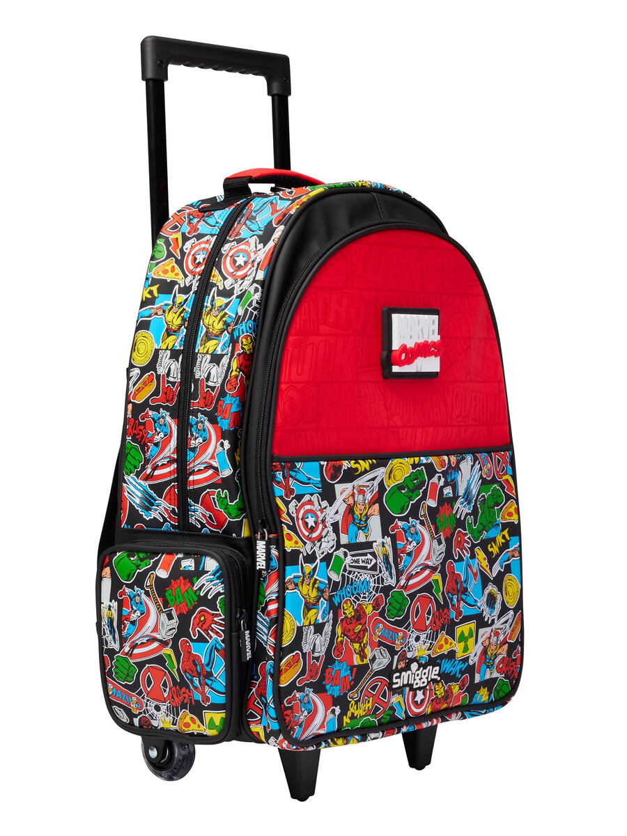 mochila con ruedas marvel con luces.