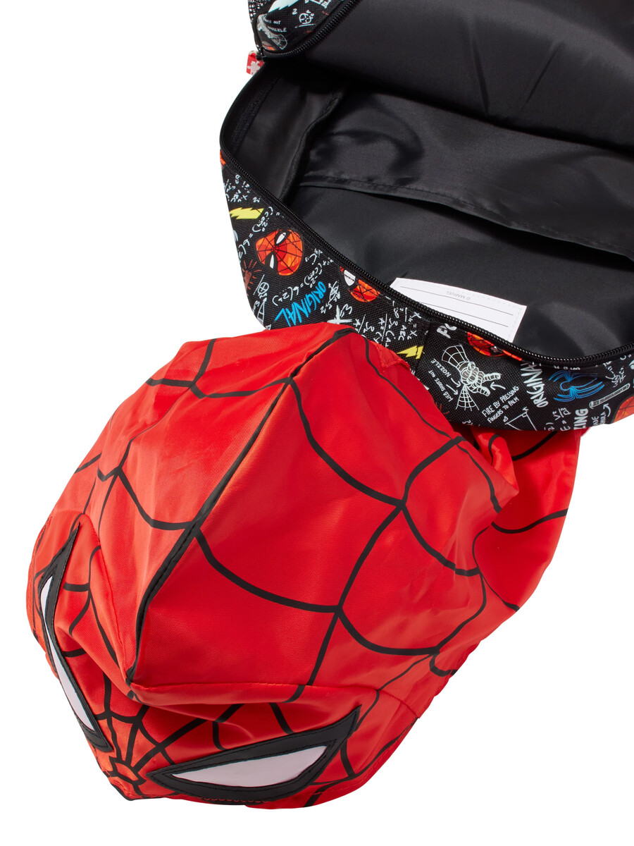 mochila con capucha del personaje spider-man junior