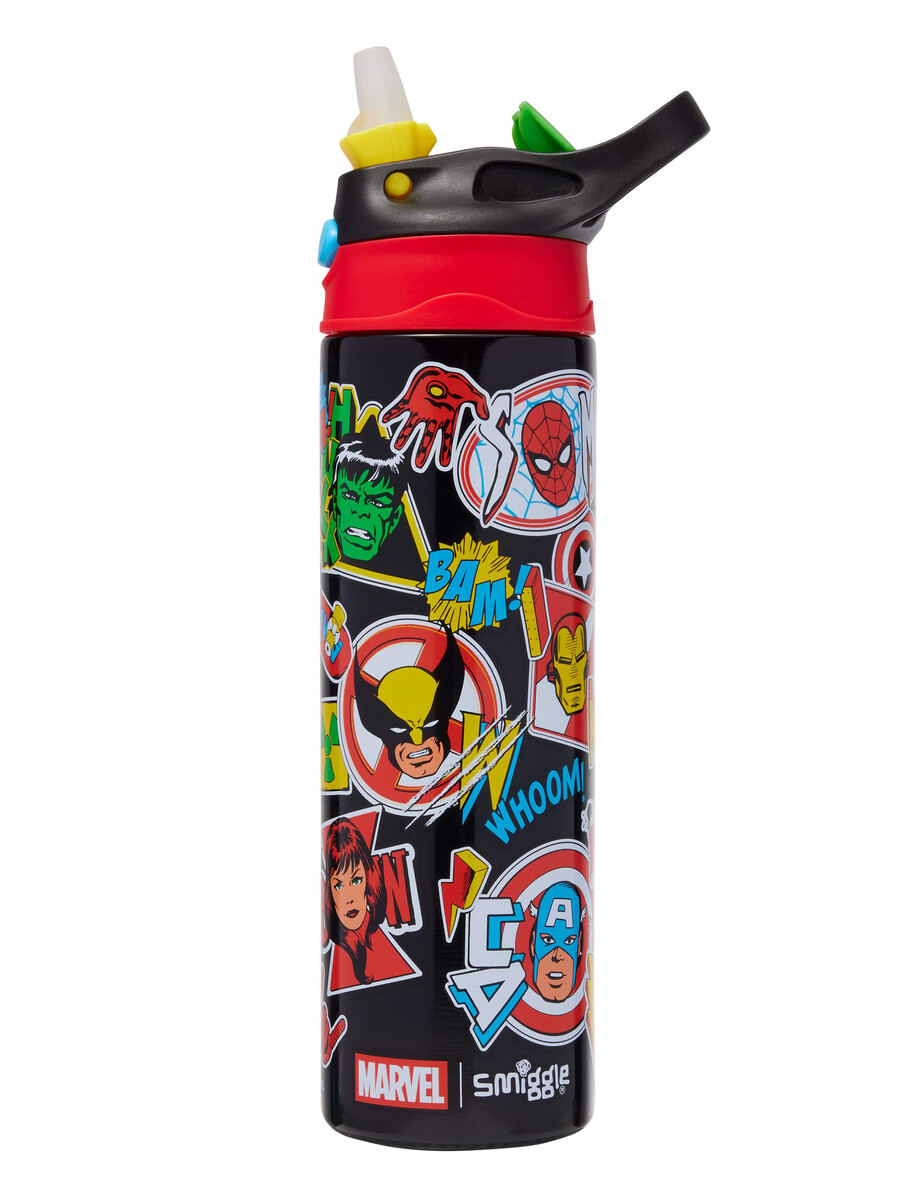 botella térmica marvel de acero inoxidable con tapa abatible de 520 ml