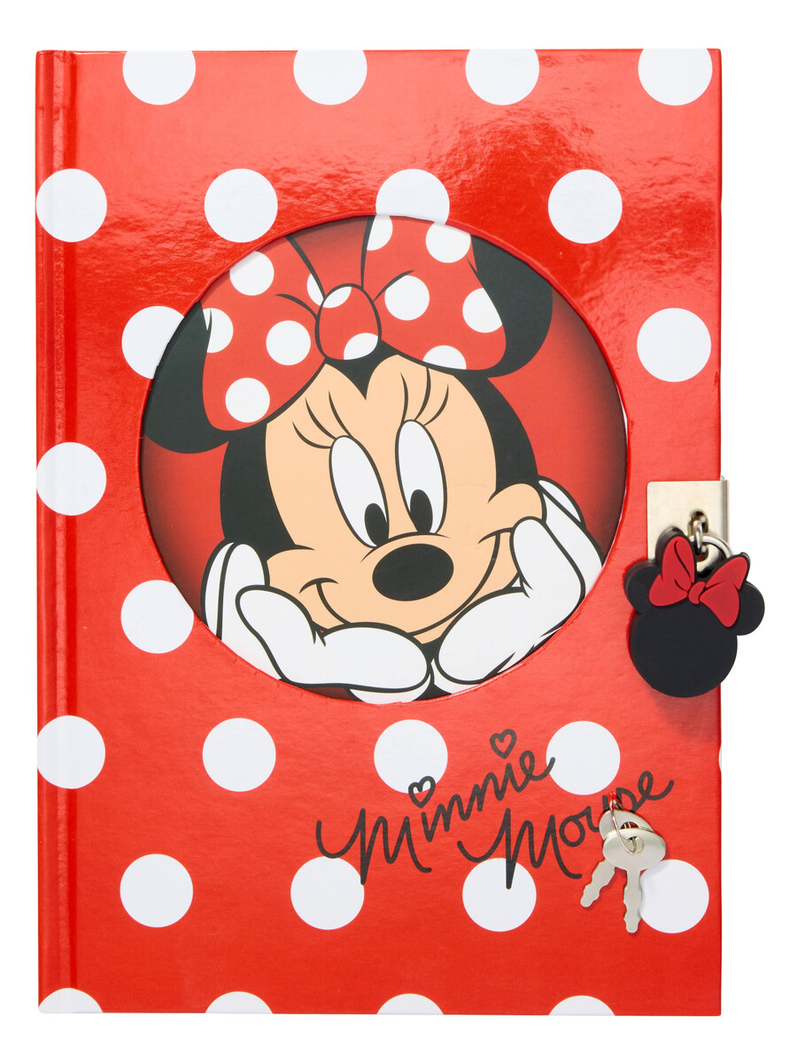 cuaderno a5 con candado de minnie mouse