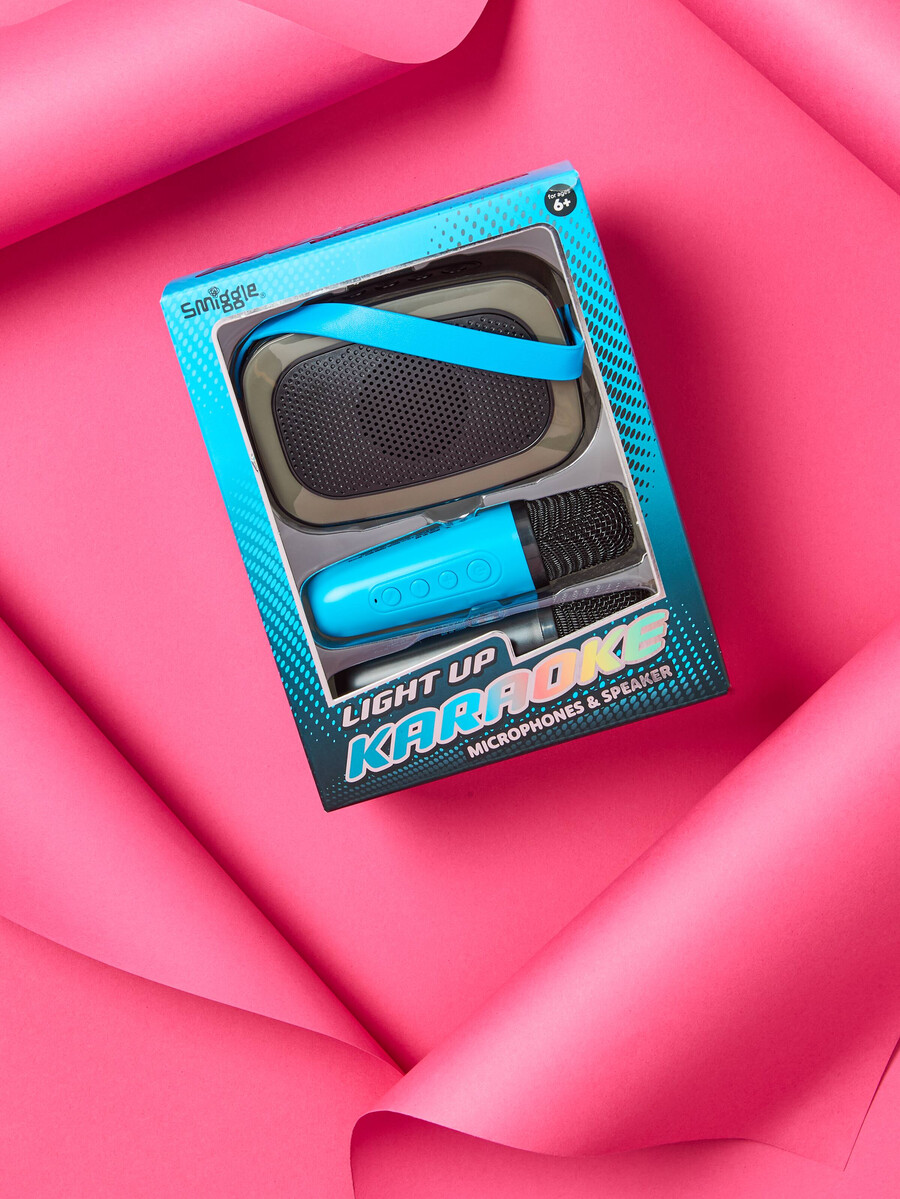 altavoz y micrófono de karaoke con luces