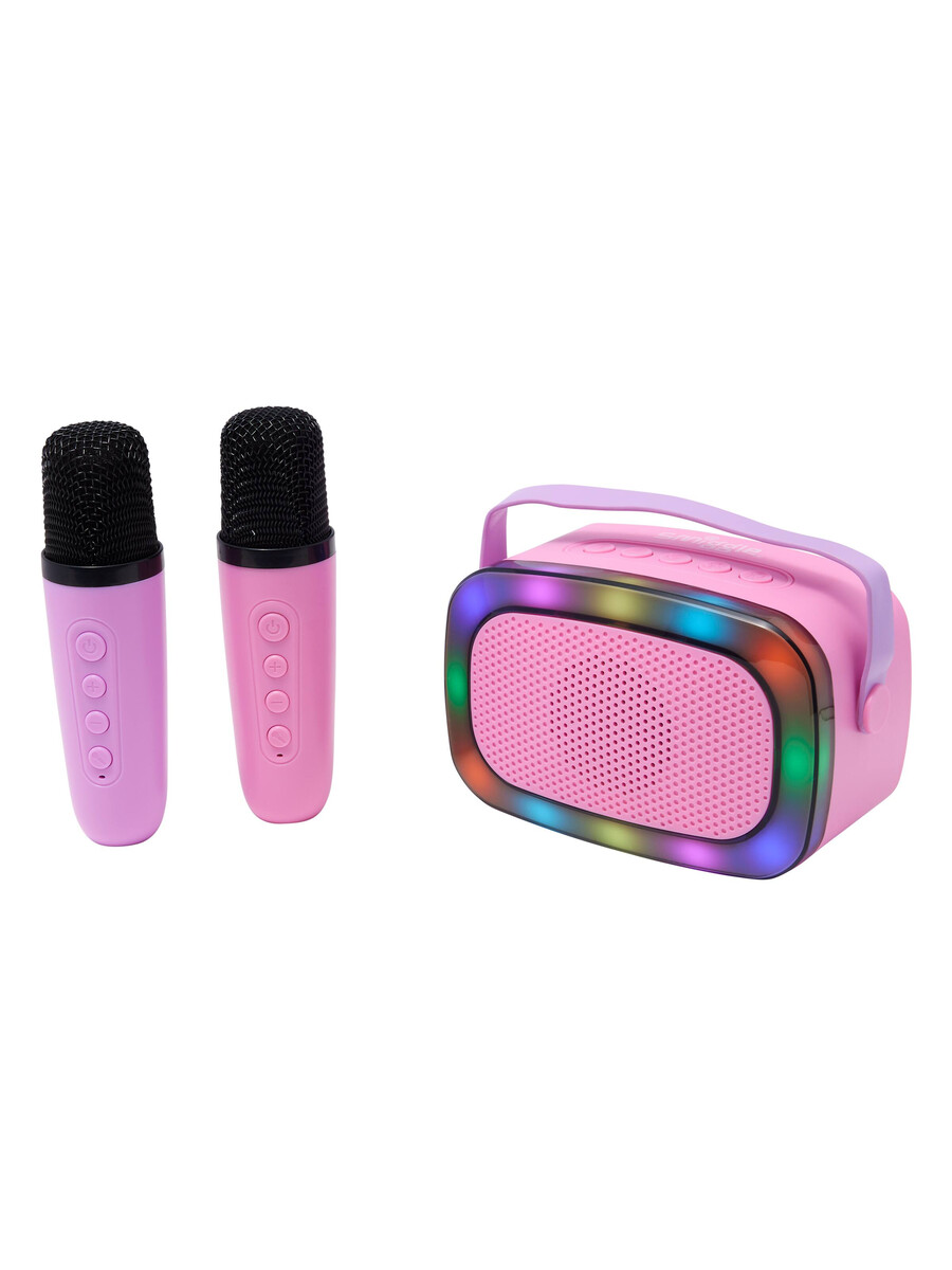 altavoz y micrófono de karaoke con luces