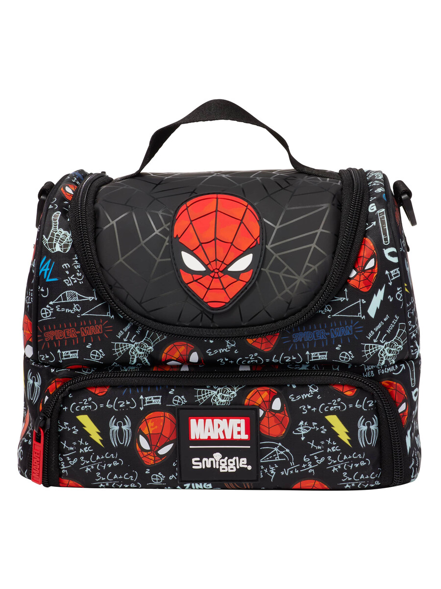 fiambrera de spider-man con doble bolsillo y correa