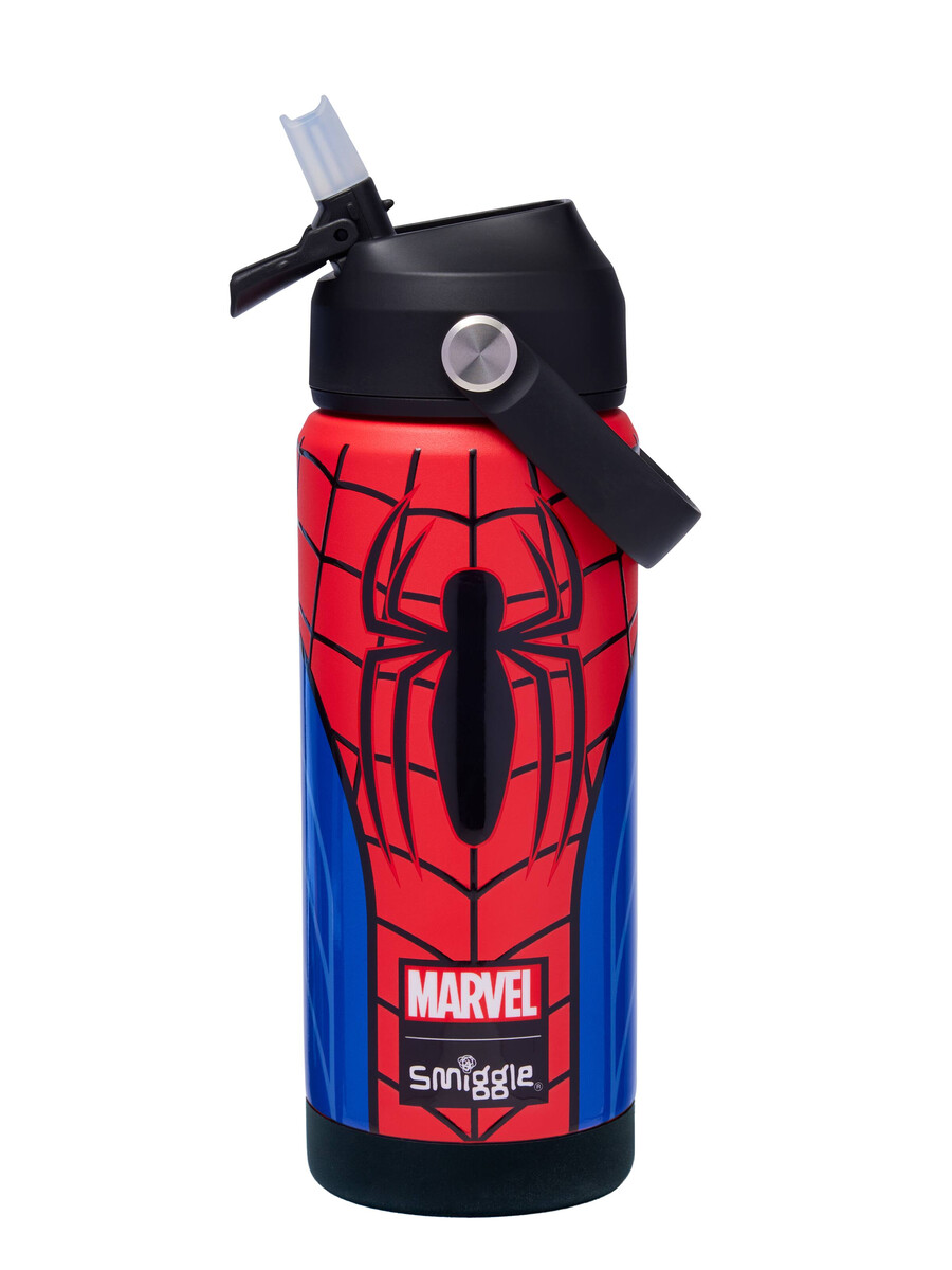 botella de acero inoxidable aislada con diseño de garabatos de spider-man 550 ml
