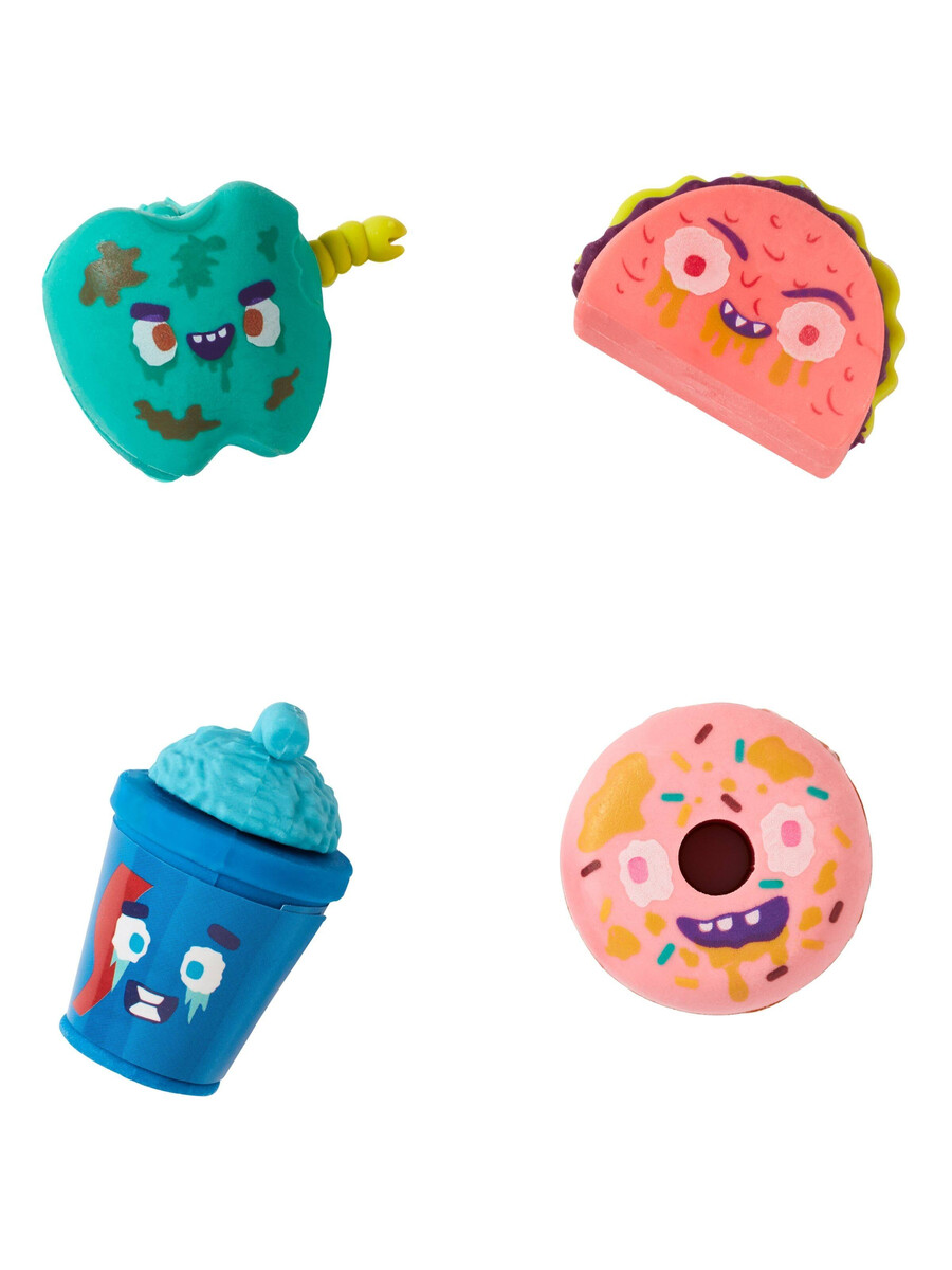 paquete de gomas de borrar snack attackers x4