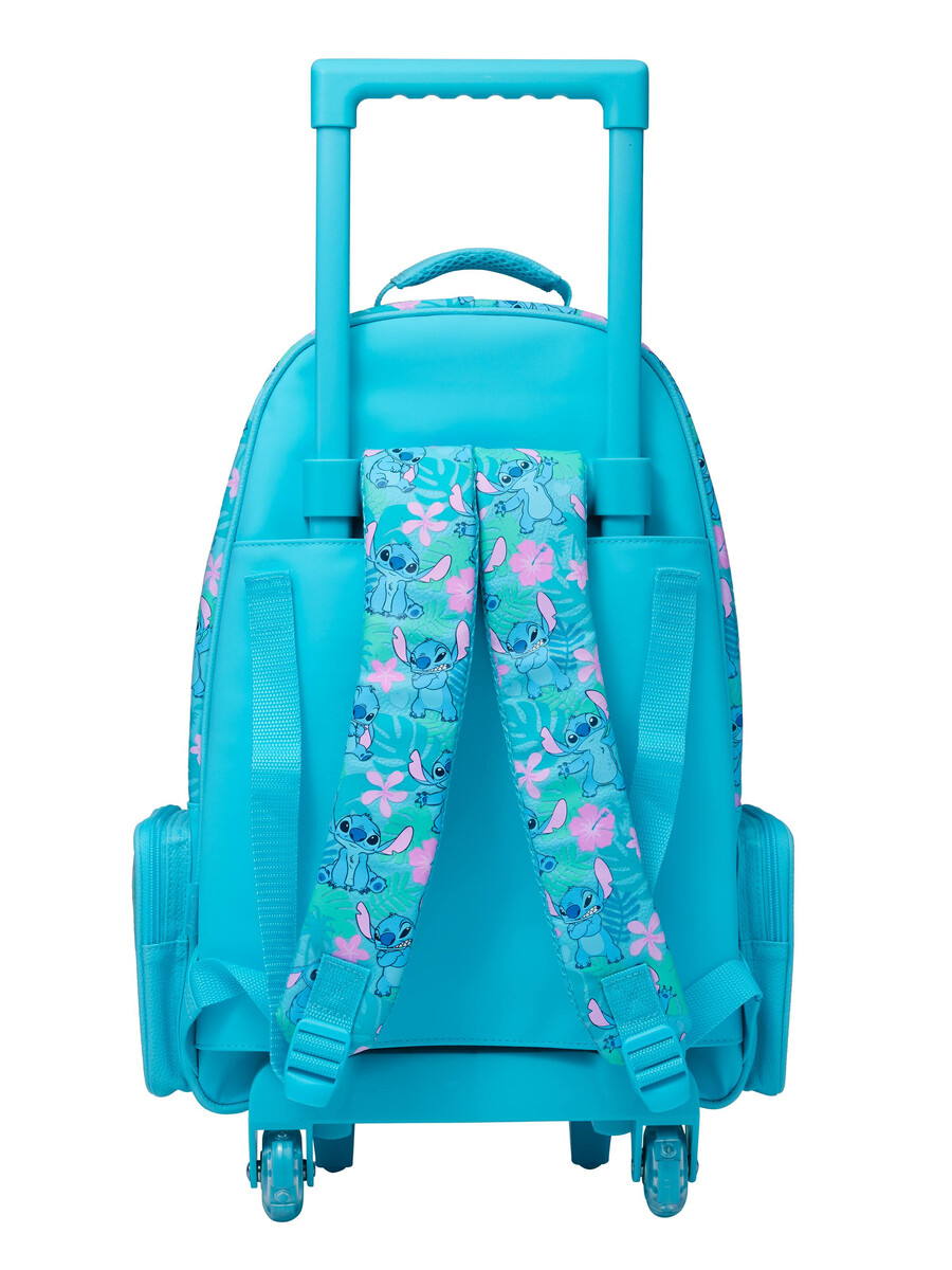 mochila con ruedas y luces de stitch