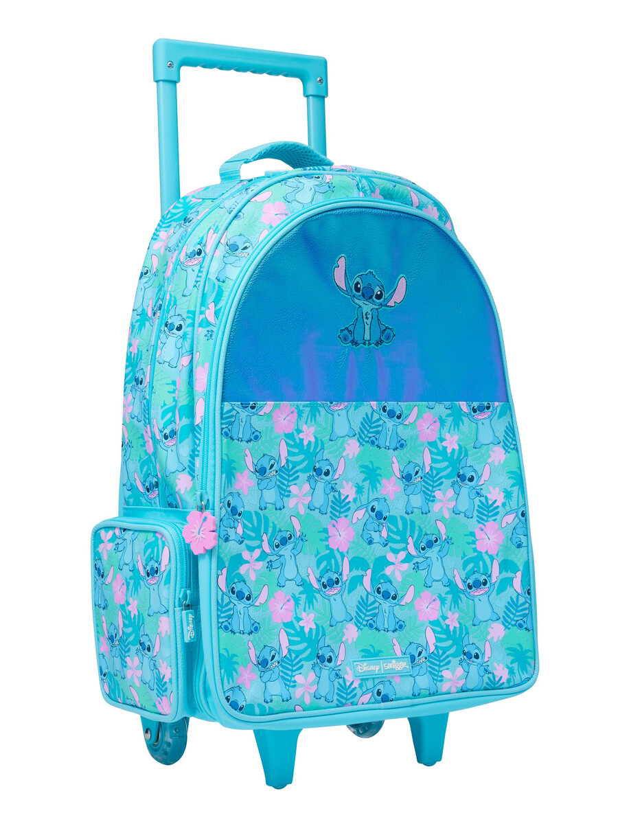 mochila con ruedas y luces de stitch