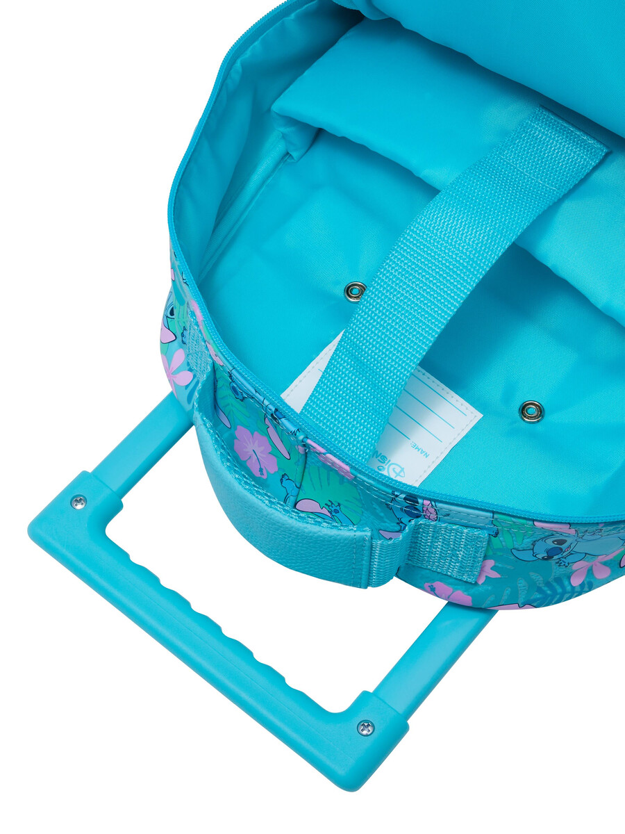 mochila con ruedas y luces de stitch