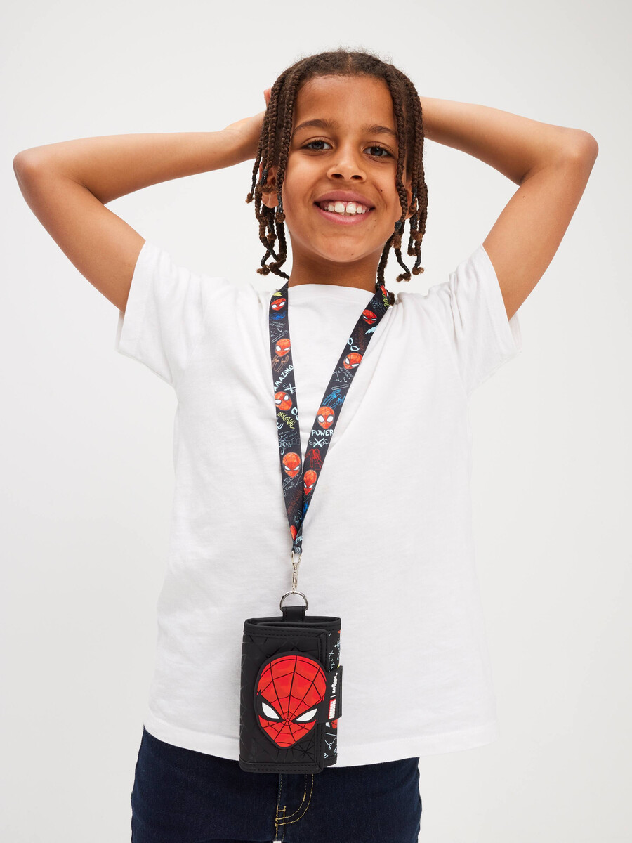 cartera con cordón de spider-man
